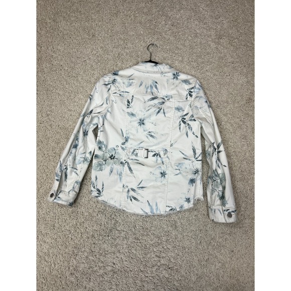 Soft Surroundings Denim Jacket Womens Small White Blue Floral Boho - Picture 7 of 8
